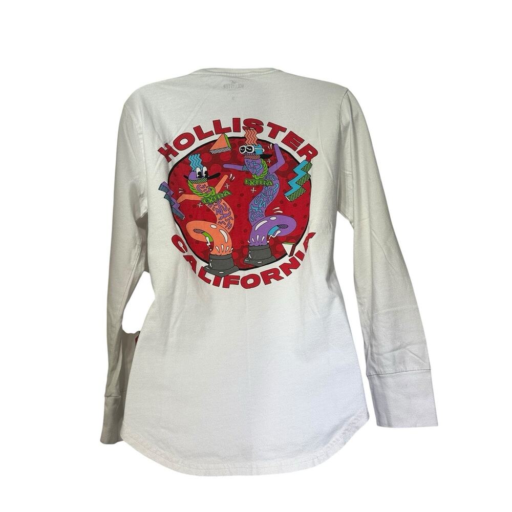 Hollister Shirt Womens Size XS White Air Tube Dancer California Logo On Sleeve